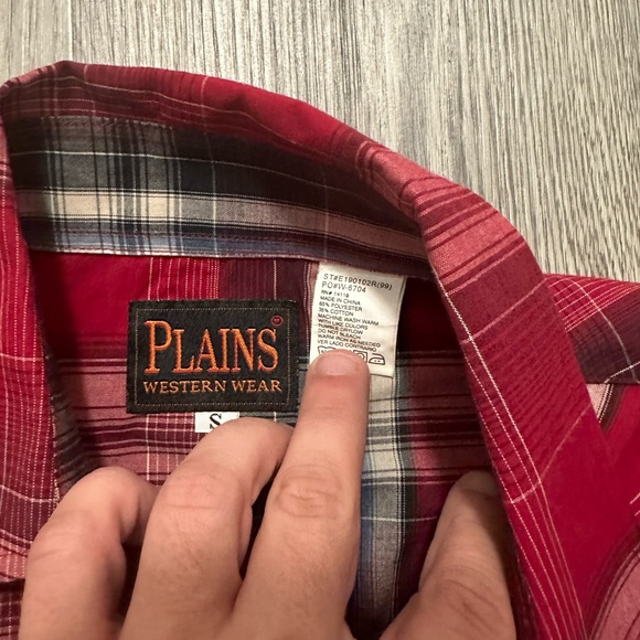 Lot Of 2 VTG Plains Western Wear Pearl Snap Red And Blue Button Shirt Size Small - Picture 2 of 7